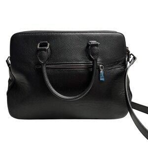 HESHE Women's Pebble Leather Shoulder Tote‎ Bag Black 12X4.5X10 Silver Hardware